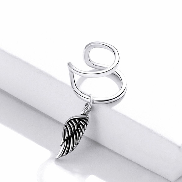 925 Sterling Silver Angel Wing Ear Cuff for Women Men - Picture 4 of 8
